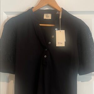 Tahari Black Crewneck Top with Branded Label